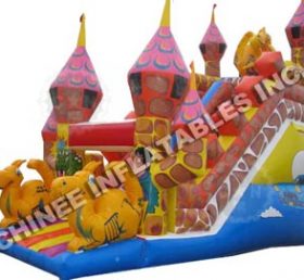 T8-407 Castillo inflable de dibujos animados gigante de tobogán para niños adultos