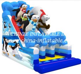 T8-1505 Deslizamiento inflable de pingüinos Deslizamiento infantil Deslizamiento seco inflable