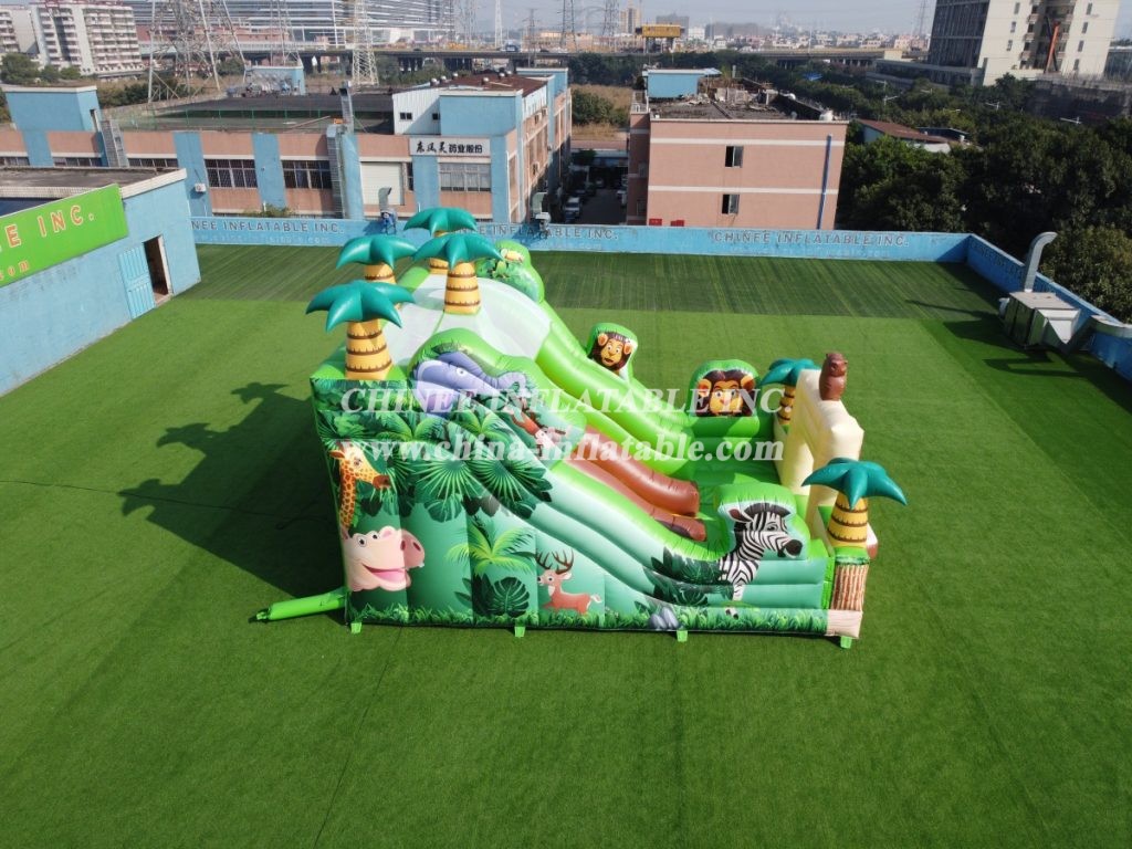 IS3-007 Jungle Themed Inflatable Slide Safari Park Jumping House