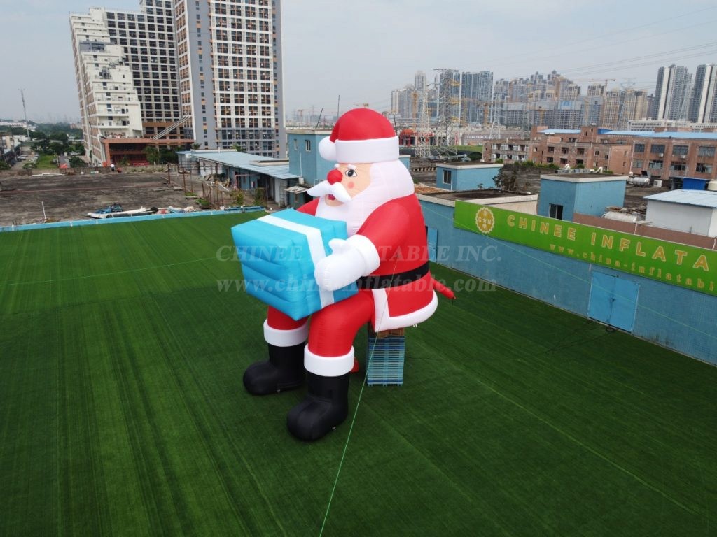 C1-219 8M Height Inflatable Santa Claus With Gift Box