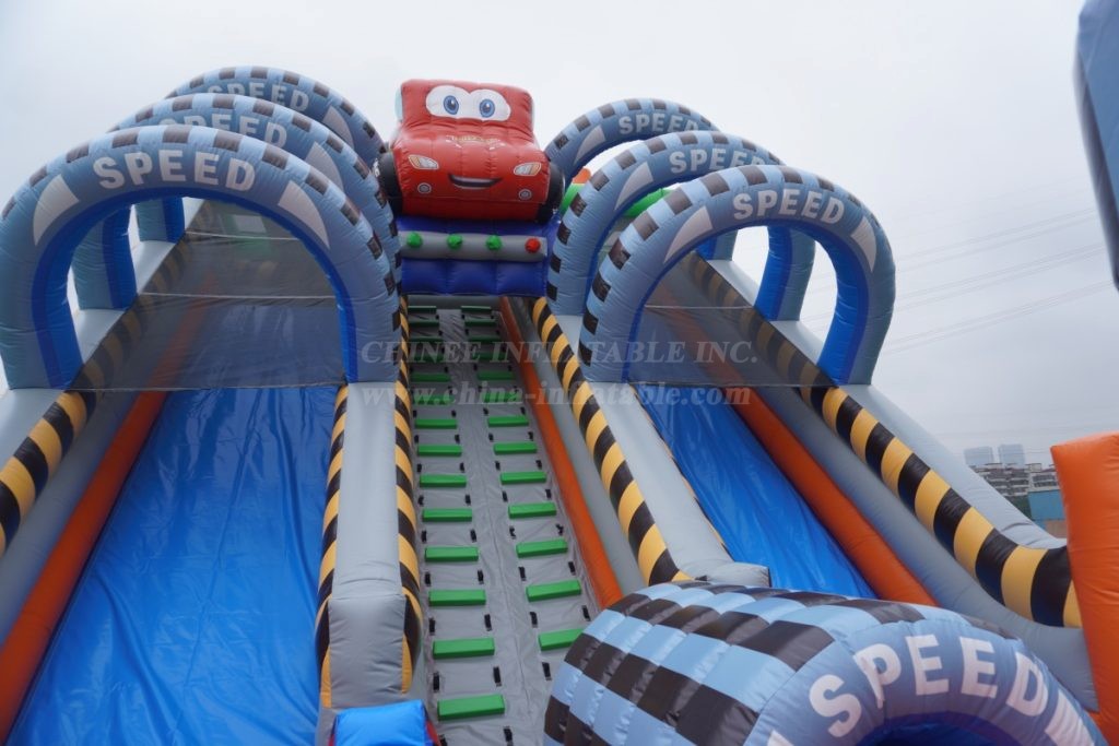 T8-4525 Cars Inflatable Dry Slide