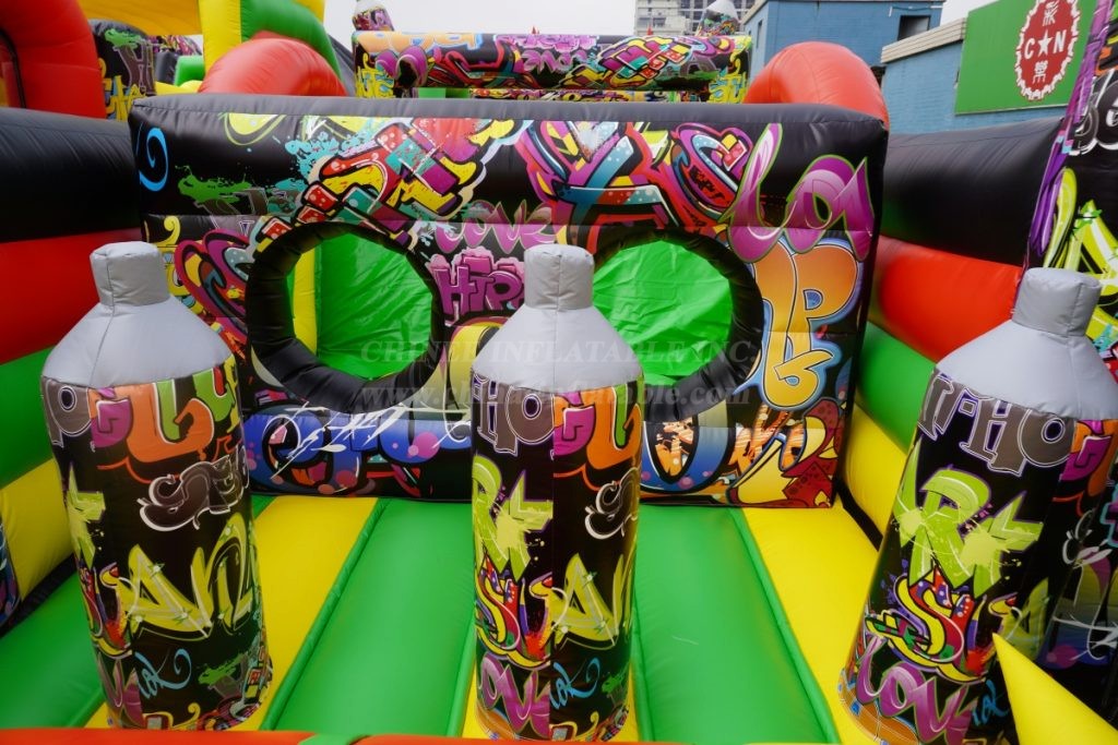 T7-1814B Graffiti Themed Inflatable Obstacle Course