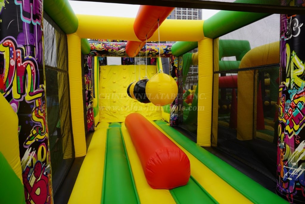 T7-1814B Graffiti Themed Inflatable Obstacle Course