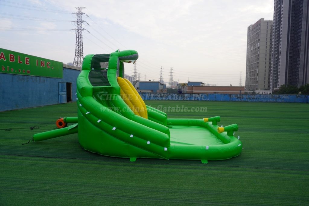 T8-1327B Crocodile-Themed Inflatable Slide with Baby Shark Design